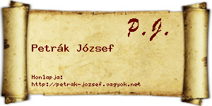 Petrák József névjegykártya